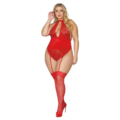 Garter Teddy Queen Size Lipstick Red