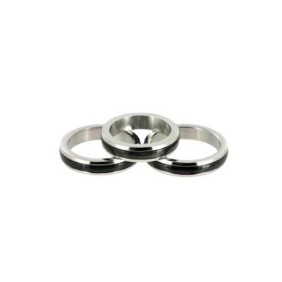 Chrome Stainless Steel Cock Ring With Black Band Black S