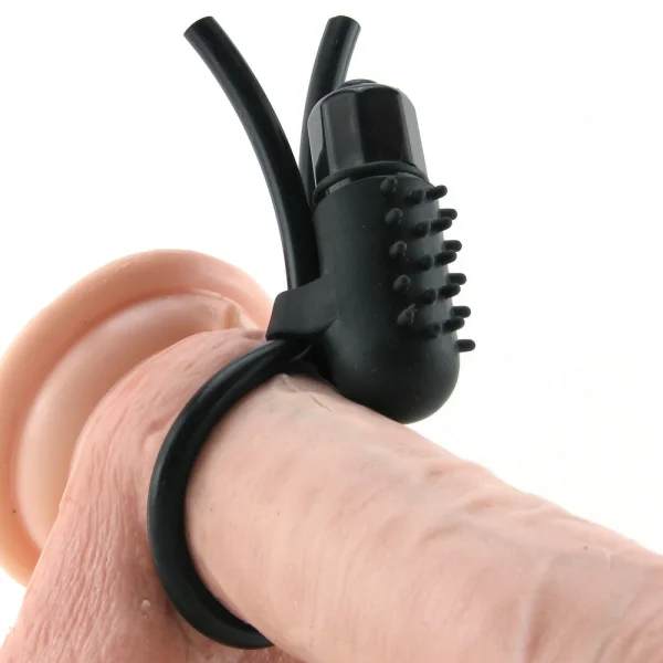 10-Function Vibrating Silicone Stud Lasso - Black