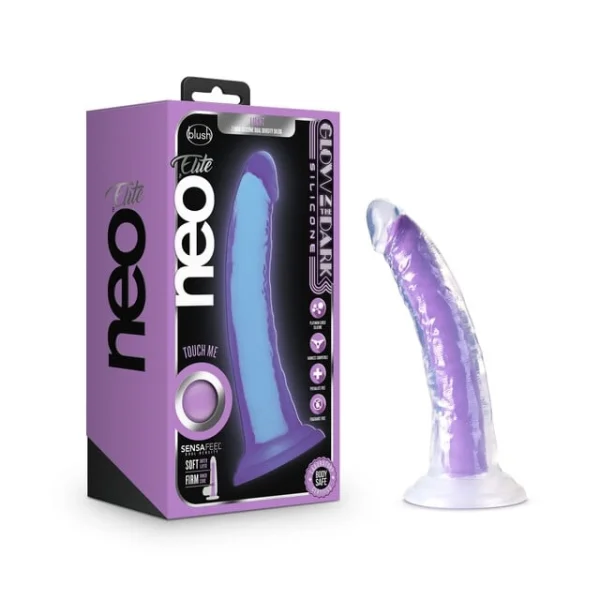 Blush - Neo Elite - Glow in the Dark 7" Silicone Dual Density Dildo - Purple — image 4 of 6