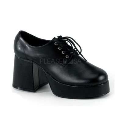 JAZZ 02 3 1 2 Heel MEN BLACK PU DISCO Platform SHOES