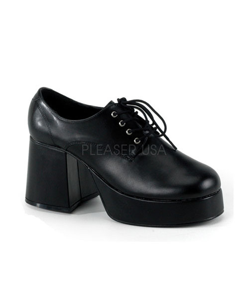 JAZZ-02 - 3 1/2" Heel MEN BLACK PU DISCO Platform SHOES
