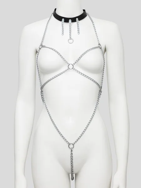 DOMINIX Deluxe Open-Body Chain Harness with Leather Collar — image 7 of 7