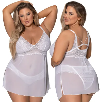 Modern Romance White Baby Doll Split Crotch Tanga by Exposed