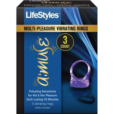 Lifestyles A Muse Vibrating Ring 3 Pack Vaginal Stimulation