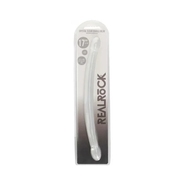 Realrock Crystal Clear Non-realistic Double Dong 17 In. Translucent