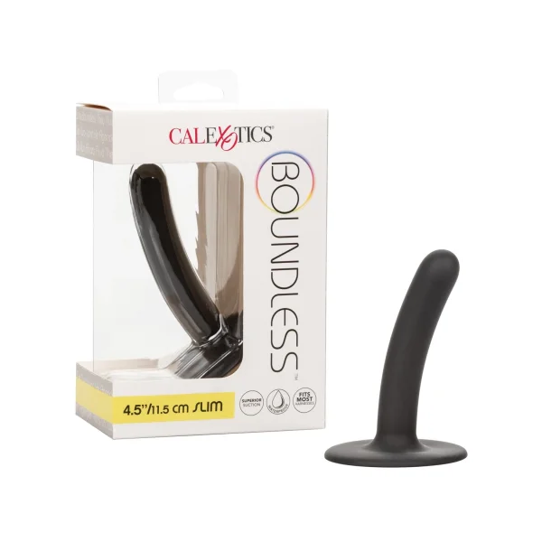 Boundless 4.5" Slim Silicone Suction Cup Dildo By CalExotics - Black