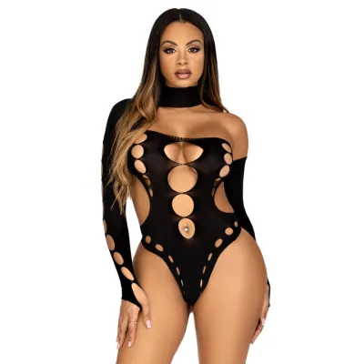 Leg Avenue Seamless Asymmetric Cut Out Thong Teddy