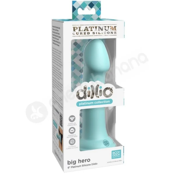Dillio Platinum Big Hero 6" Teal Silicone Dildo With Suction Cup Body Dock Compatible Base