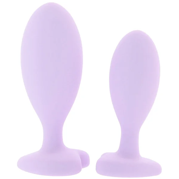 First Time Crystal Booty Duo Silicone Anal Plug 2 Piece Set By CalExotics - Purple