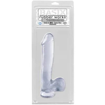Basix Rubber Works 10 Inch Dong With Suction Cup Clear