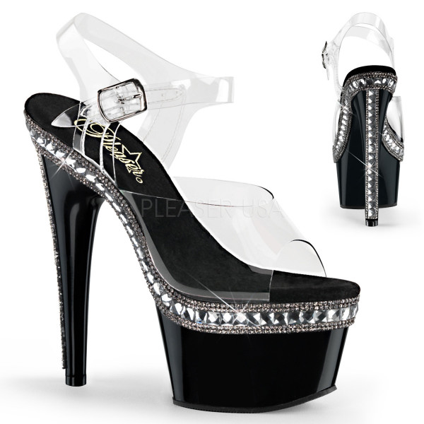7 inches Heel, 2 3/4 inches PF Ankle Strap Sandal w/RS Embellishment