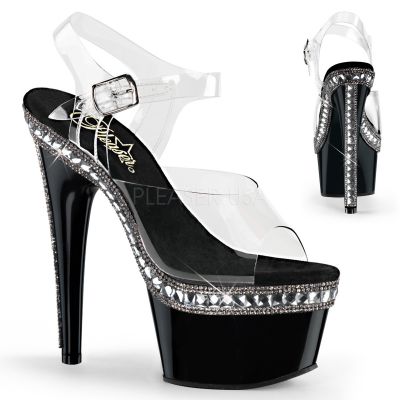 7 inches Heel 2 3 4 inches PF Ankle Strap Sandal w RS Embellishment