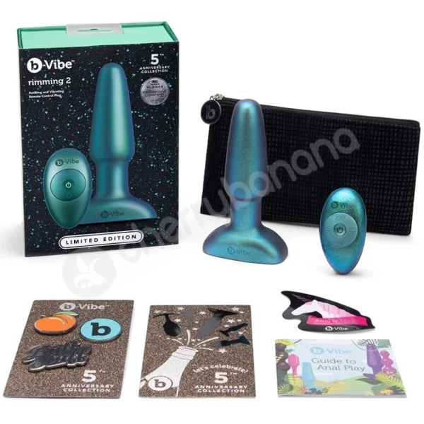 B-Vibe Limited Edition Rimming Plug 2 Space Green 4.8" Anal Plug With Gift Set