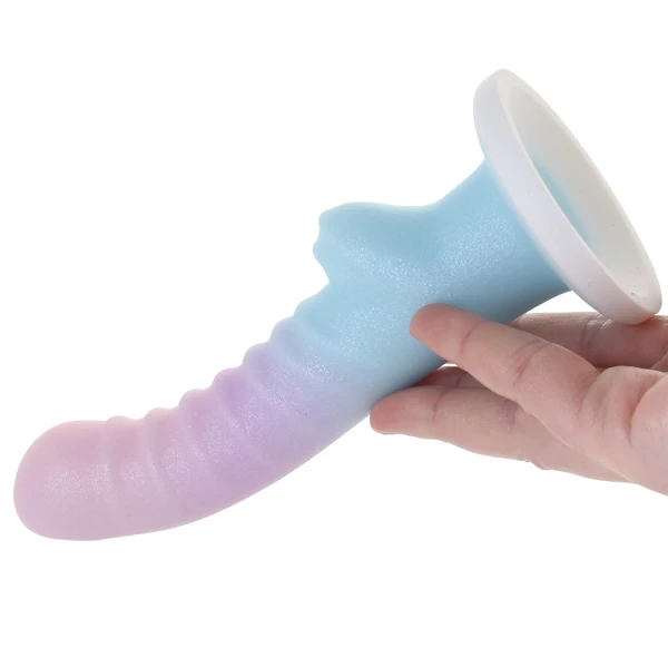 Cotton Candy Powder Puff 6.75" Silicone Suction Cup Dildo