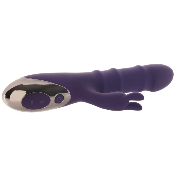 Playboy Pleasure Hop To It Waterproof Rechargeable Silicone Thrusting Rabbit Vibrator - Purple