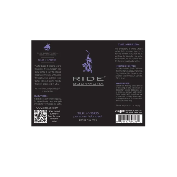 Ride BodyWorx Silk - Silicone &amp; Water Lubricant | 2oz