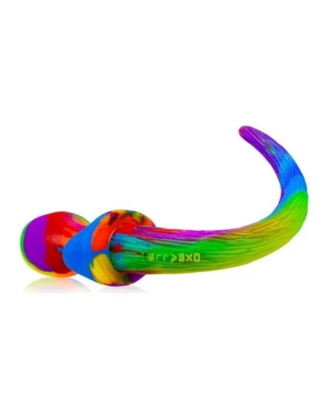 Puppy Tail Buttplug - Pug - 3.25 Inch - Rainbow - Small