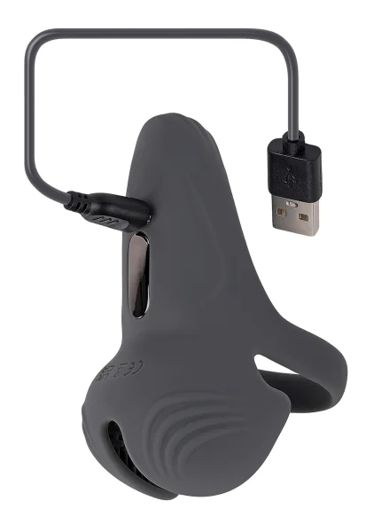 Gender X Undercarriage Rechargeable Silicone Waterproof Vibrating Cock Ring - Gray