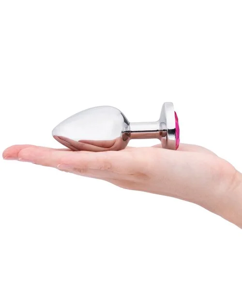 Bejewelled Pink Metal Butt Plug - 2.5, 3 or 3.5 Inch — image 7 of 7