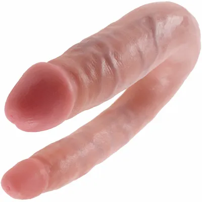 King Cock U Shaped Small Double Trouble Dildo Vanilla