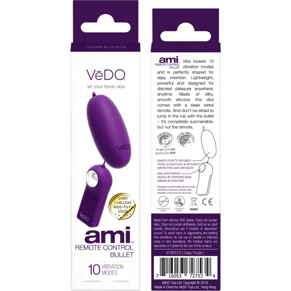 AMI Remote Control Silicone Vibrating Bullet By VeDO - Deep Purple