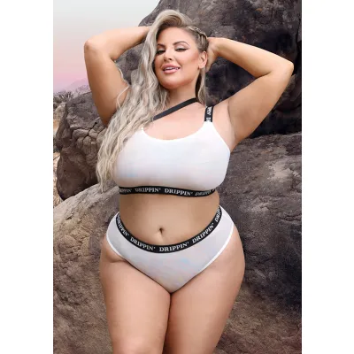 Drippin One Shoulder Crop Top and Cheeky Panty Queen Size