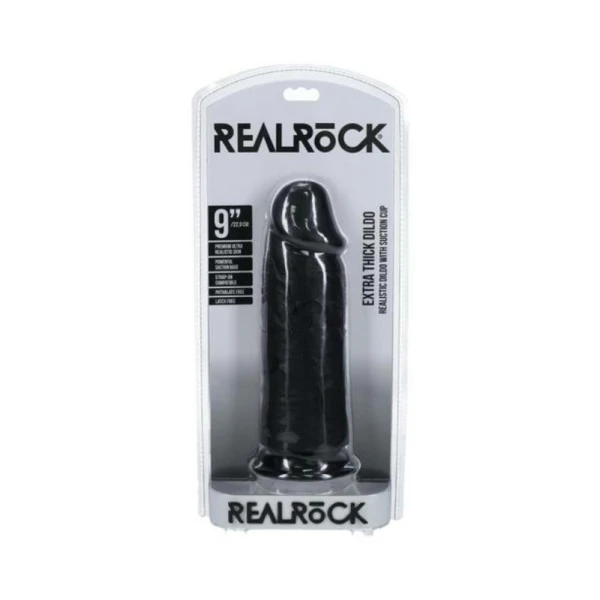 Extreme Dildos: Realrock Extra Thick 9 In. Dildo Black