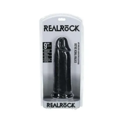 Extreme Dildos Realrock Extra Thick 9 In Dildo Black