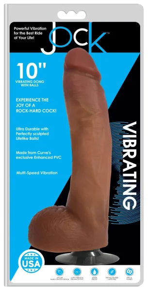 Jock 10 Inch Vibrating Dong With Balls Latte
