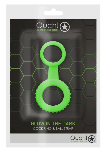 Ouch! Glow in the Dark Dual Cock Ring and Ball Strap — image 10 of 10