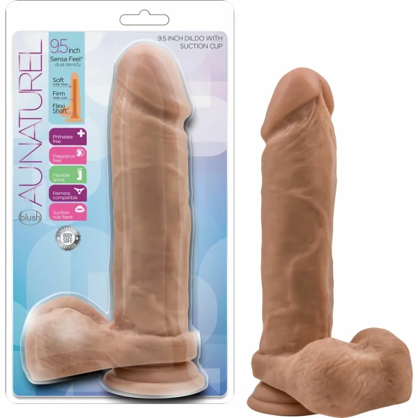 Au Naturel 9.5 Inch Sensa Feel Dual Density Dildo By Blush - Caramel