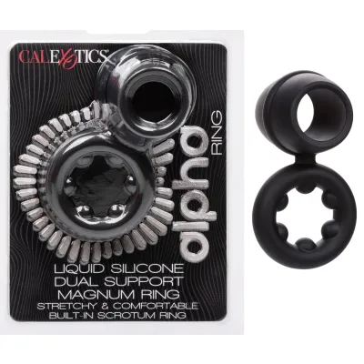 Alpha Liquid Silicone Dual Support Magnum Ring Black