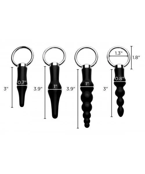 4 Piece Silicone Anal Ringed Rimmers Set Black