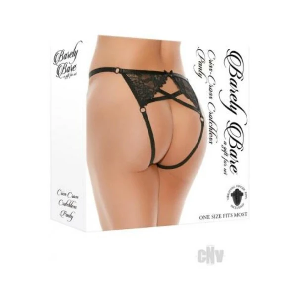 Barely Bare Criss-cross Crotchless Panty White O/s — image 5 of 9