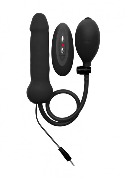 Inflatable Vibrating Silicone Dong - Black - Anal Vibrator For Men