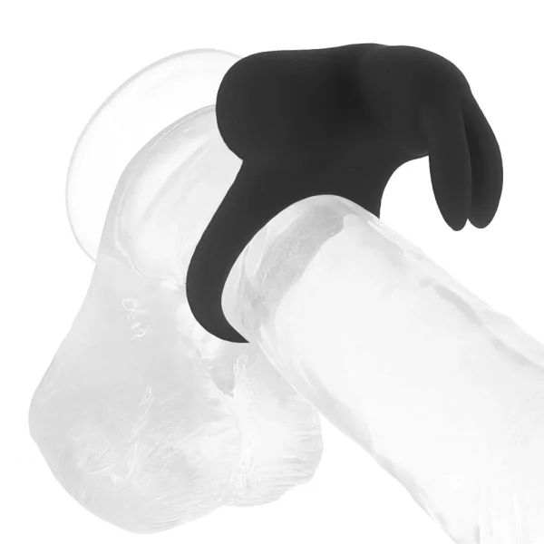 Ohhh Bunny Frisky Bunny Vibrating Cock Ring - Black Pearl