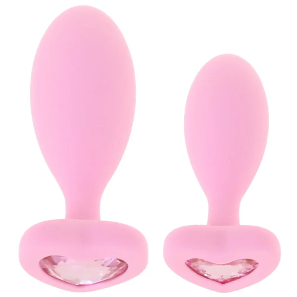 First Time Crystal Booty Duo Silicone Anal Plug 2 Piece Set By CalExotics - Pink