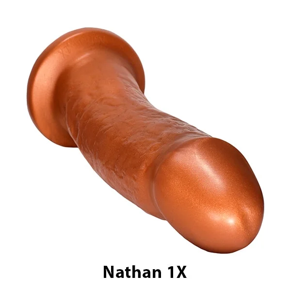 SquarePegToys® Nathan Harness SuperSoft Bronze Silicone Dildo with Suction Cup