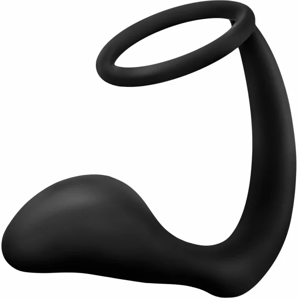 Platinum Cock Ring Plug in Black by Anal Adventures