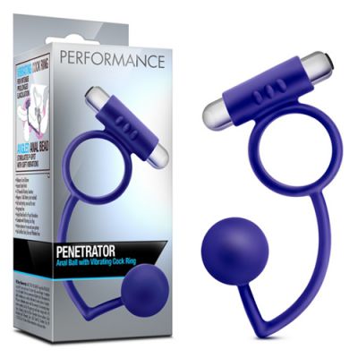 Blush Anal Ball with Vibrating Cock Ring Indigo