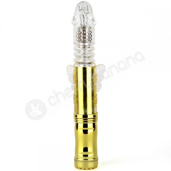 Cherry Banana Butterfly Lover Thrusting 42 Function Rechargeable Gold Vibrator