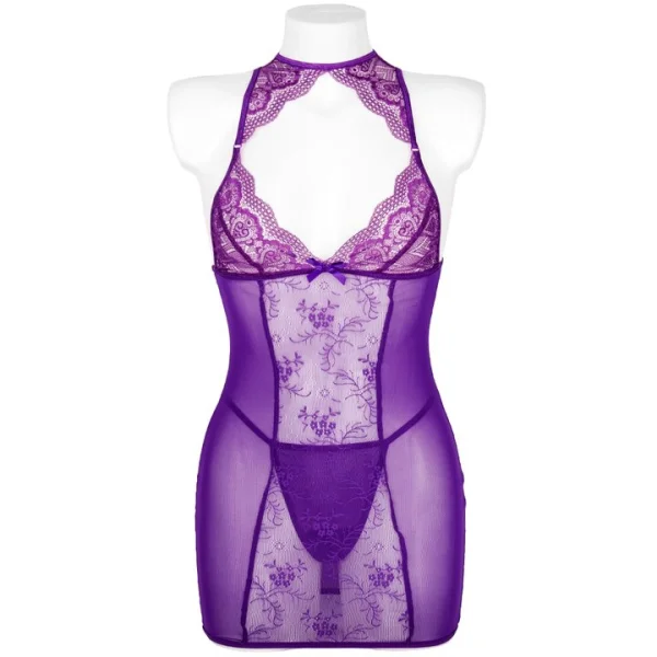 Bondara Flirt Purple Cut-Out Babydoll and G-String — image 4 of 5