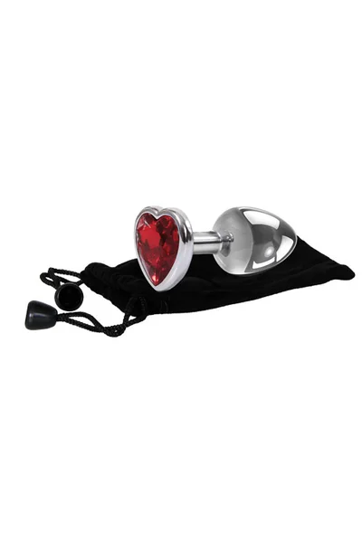 Adam and Eve Small 2.81" Metal Butt Plug with Jewel Heart Base — image 7 of 8