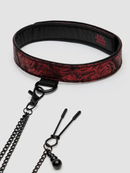 Fifty Shades of Grey Sweet Anticipation Reversible Faux Leather Collar Nipple Cl