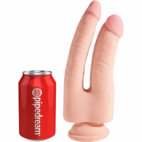 King Cock Plus 9.5" Triple Density Double Penetrator Dildo With Suction Cup Base - Vanilla
