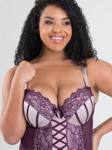 Lovehoney Plus Size Boudoir Belle Plum Push-Up Basque Set