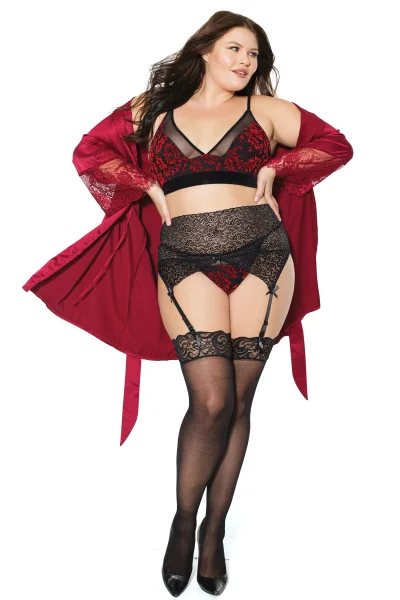 Velvet Jacquard Lace Bralette & Matching Panty Set — image 7 of 16