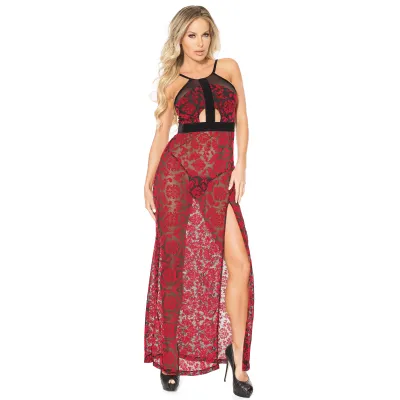 Velvet Jacquard Lace Lingerie Dress