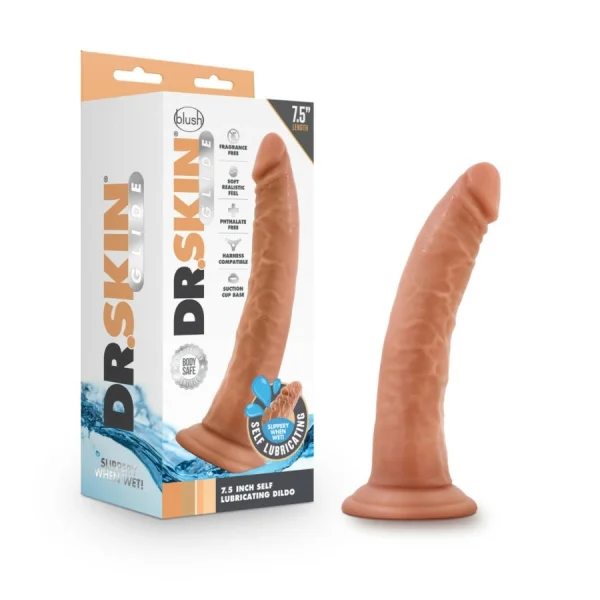 The Blush Dr. Skin Glide 7.5 Inch Self Lubricating Dildo — image 4 of 6